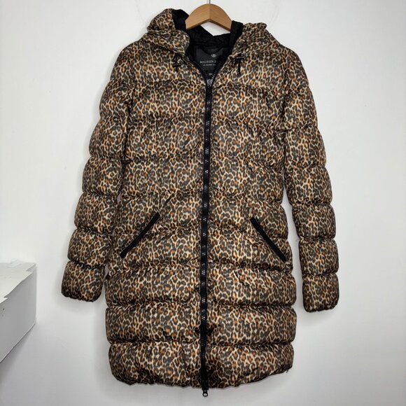 Scotch & Soda Maison Scotch Punk Radar Women's Leopard Print Down Puffer Coat L - Picture 8 of 16